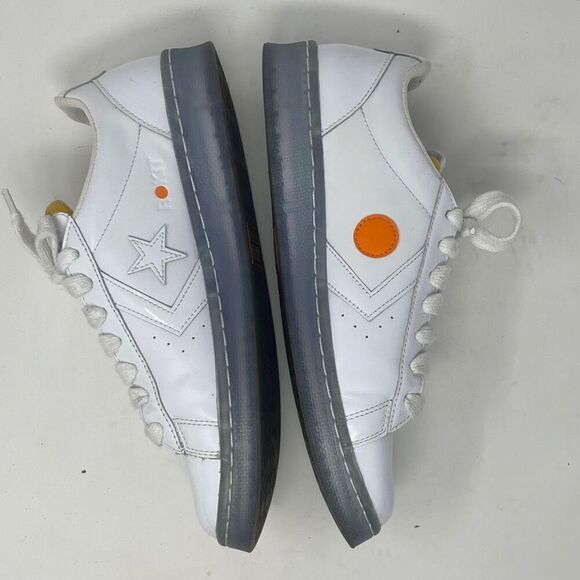 Converse White Pro Leather Low x Rokit Orange Pop 2020 Sneaker Shoes Size 9 - Picture 3 of 7